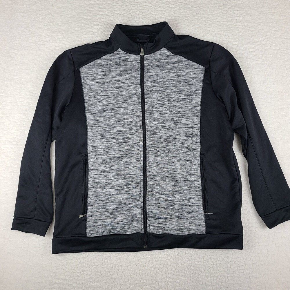 Adidas Golf Sweater Mens XL Gray Black Pure Motion Full Zip Pull‎ Over Zipper